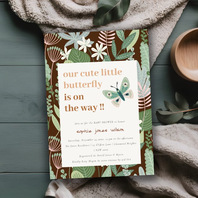 Invitation Chic Desert Retro Butterfly Garden Baby shower (Créateur téléchargé)