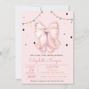 Invitation Chic dessin main rose Stars Baby shower