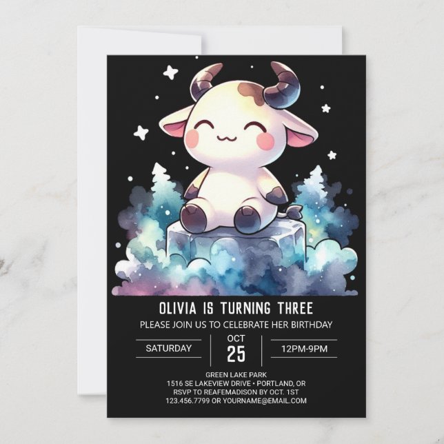 Invitation Chic Digital Cow Anniversaire (Devant)