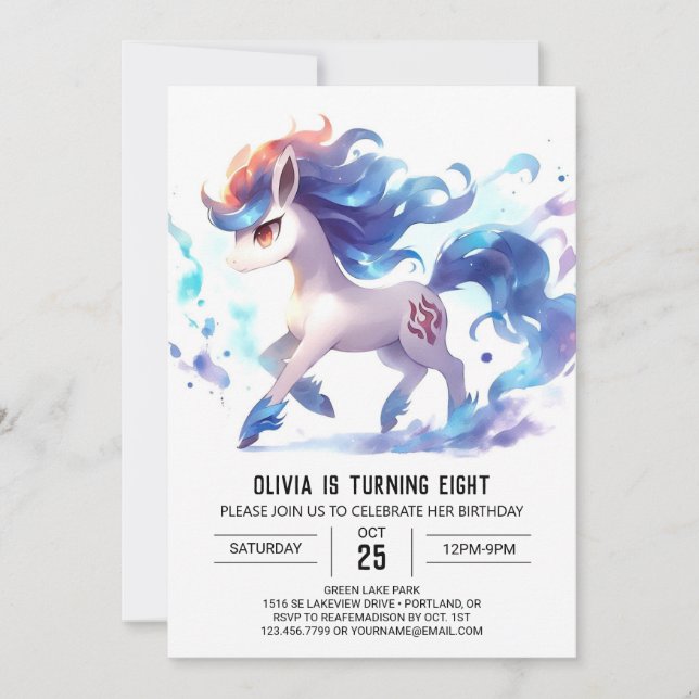 Invitation Chic Digital Horse Anniversaire (Devant)