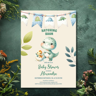 Invitation Chic Dinosaur Boy Baby shower Verdure