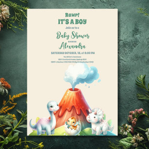 Invitation Chic Dinosaur Boy Baby shower Verdure