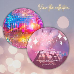 Invitation Chic Disco Ball Mariage Parties scintillant rose E