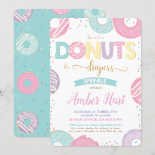 Invitation Chic Donuts et Diapers Baby shower Gold Girls In