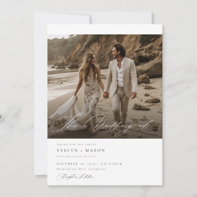 Invitation Chic double face photo Qr Code Mariage (Devant)