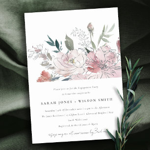Invitation Chic Dusky Blush Aquarelle Fiançailles Floral