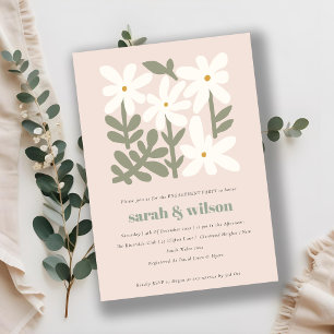 Invitation Chic Dusky Blush Rétro Fiançailles Floral Minimal