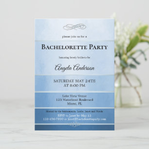 Invitation Chic Dusty Bachelorette rayée Bleue