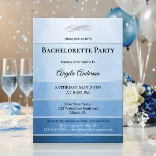 Invitation Chic Dusty Bachelorette rayée Bleue