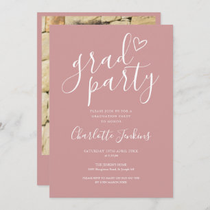 Invitation Chic Dusty Rose Grad Party Photo Graduation Party