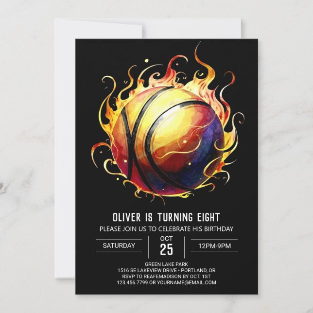 Invitation Chic Editable Fun Basketball Anniversaire (Devant)