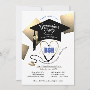 Invitation Chic Editable Nurse Graduation Party