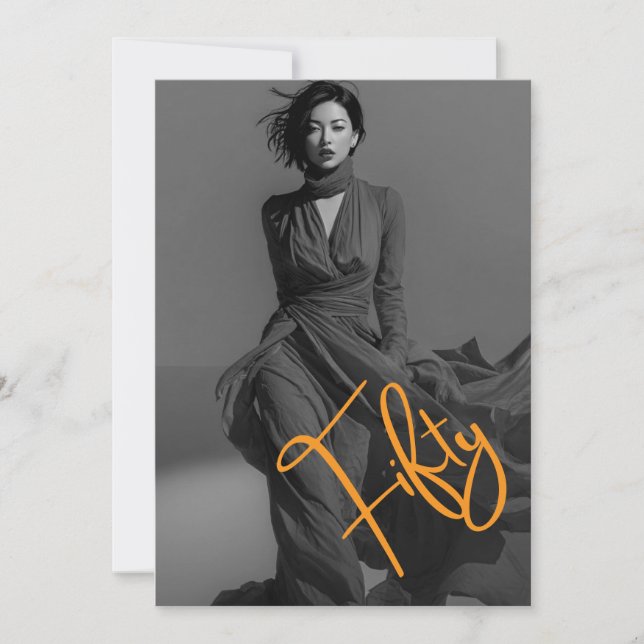 Invitation Chic Elegant Black & Pink Photo 50th Birthday  (Devant)