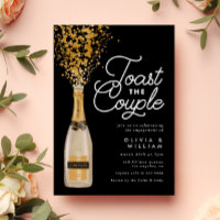 Chic Elegant Champagne Toast Gold Engagement