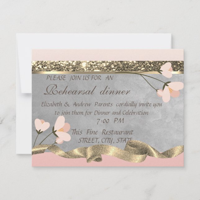 Invitation Chic Élégant Dîner de Répétition Floral (Devant)