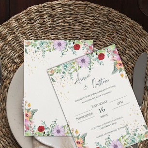 Invitation Chic Elegant Fleur sauvage aquarelle Mariage flora