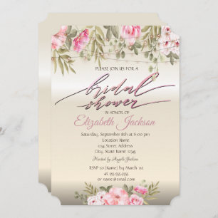 Invitation Chic Elegant Floral String Lumières Fête des marié