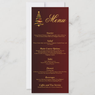 Invitation Chic élégant Golden Christmas Tree Menu Mariage