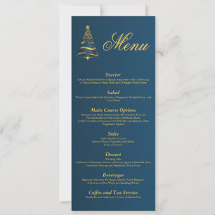 Invitation Chic Elegant Golden Christmas Tree Menu Mariage
