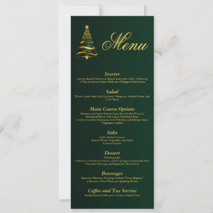 Invitation Chic élégant Golden Christmas Tree Menu Mariage