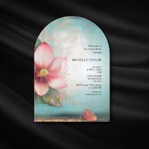 Invitation Chic Elegant Indien Rose Lotus Floral Bridal