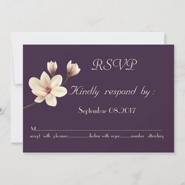 Invitation Chic Élégant Magnolia RSVP (Devant)