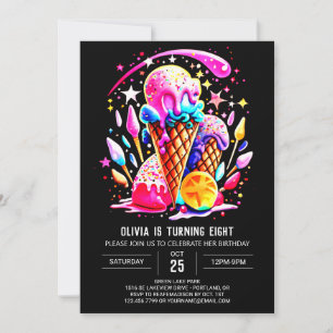 Invitation Chic Elegant Pastel Ice Cream Girl Anniversaire