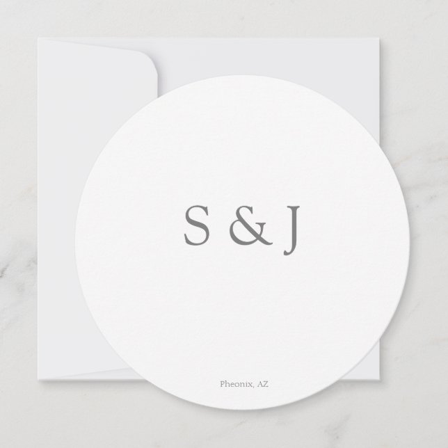 Invitation Chic Elegant Simple Blanc & Gris Cercle Minimalist (Devant)