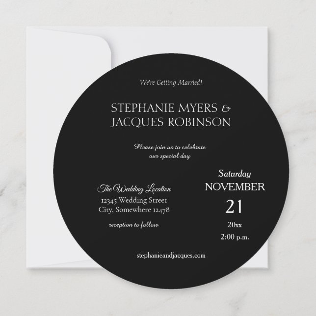 Invitation Chic Elegant Simple Noir Moderne Cercle Minimalist (Dos)