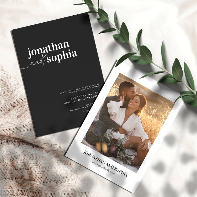 Invitation Chic Elegant Typographie Mariage noir (Créateur téléchargé)