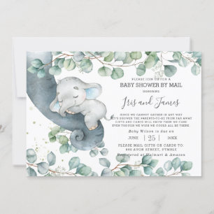 Invitation Chic Elephant Green Baby shower virtuel par mail