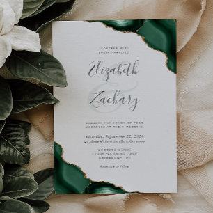 Invitation Chic Emerald Green Agate Corners Mariage