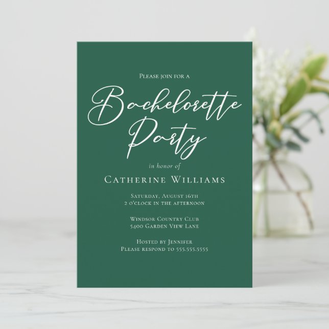 Invitation Chic Emerald Green Bachelorette Party (Debout devant)