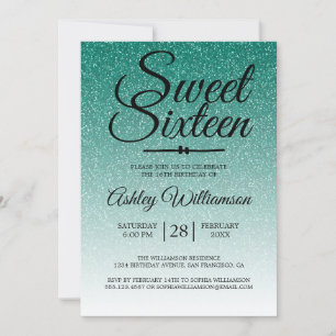 Invitation Chic Emerald Green Parties scintillant Ombre Sweet