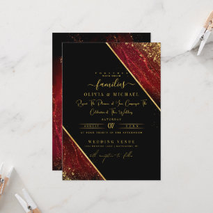 INVITATION CHIC EMERALD RED DARK FOIL ABSTRAIT AGATE MARIAGE