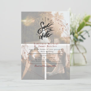 Invitation chic en blanc minimaliste à 3 photos