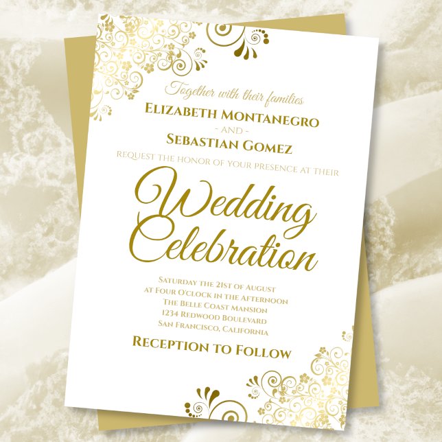 Invitation Chic en filigrane doré Élégant mariage formel (Créateur téléchargé)