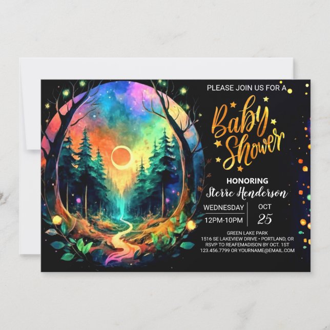 Invitation Chic Enchanted Adventure Await Baby shower (Devant)