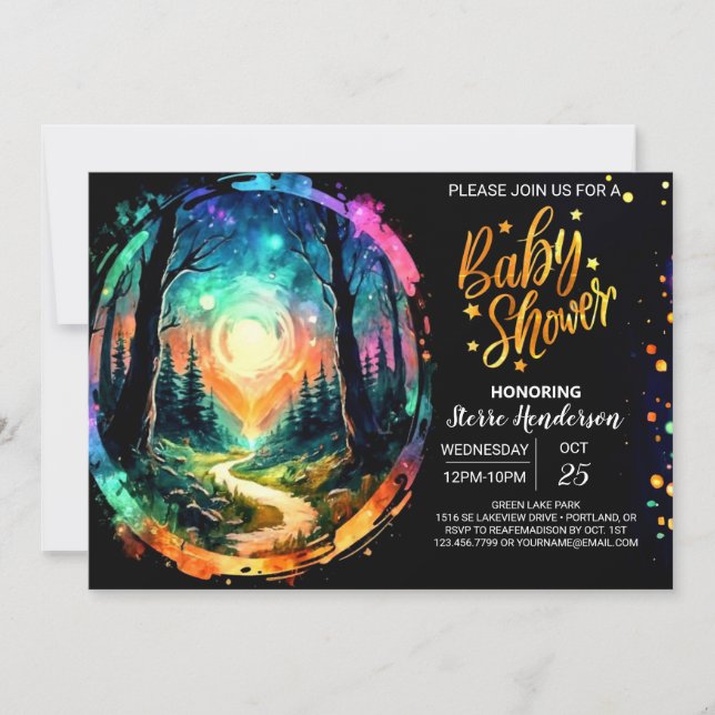 Invitation Chic Enchanted Adventure Await Baby shower (Devant)