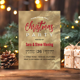 Invitation Chic et élégant marbre rouge art Noël