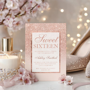 Invitation Chic et élégante avec fausse paillettes roses et d