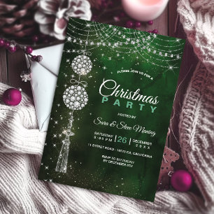 Invitation Chic et élégante décoration verte Noël