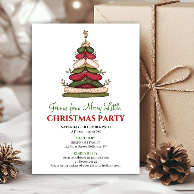 Invitation chic et fantaisiste pour une fête de No (Chic whimsical Christmas tree winter party invite)