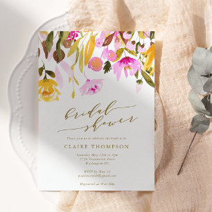 Invitation Chic Été Rose Floral Aquarelle Enterrement de Vie