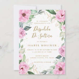 Invitation Chic Eucalyptus rose Roses Fête des mariées espagn
