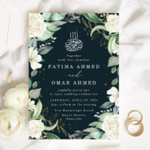 Invitation Chic Eucalyptus Roses Blanches Mariage musulman is