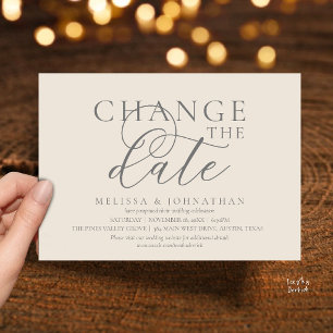 Invitation Chic Faire suivre la date du mariage Reporté