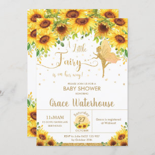 Invitation Chic Fairy Sunflower Floral Baby shower Girl