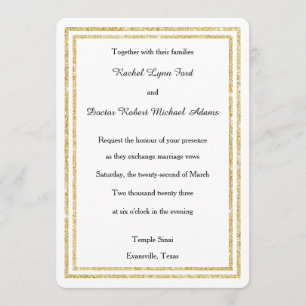 Invitation Chic Faux Gold Glittered Trim - 5x7 Mariage Invita