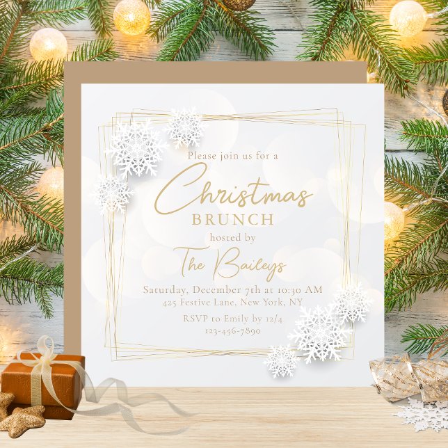 Invitation Chic Festive Festive Snowflakes Noël Brunch (Créateur téléchargé)